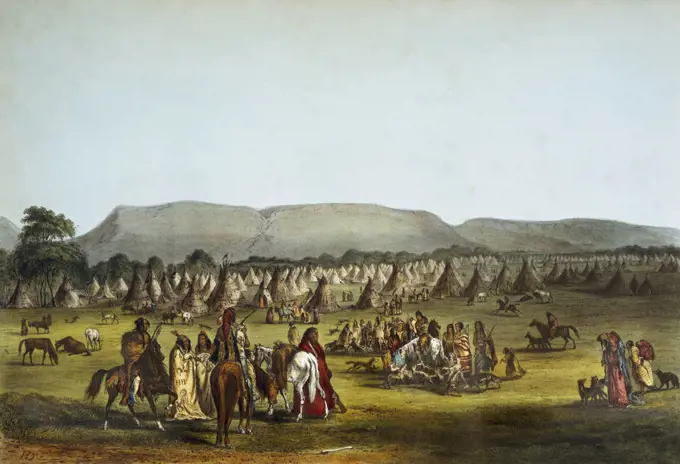 Encampment Of Piekann Indians Near Fort Mckenzie From "History Of The Indian Tribes" 1838 McKenney, Thomas Lorraine(1785-1859 ) Newberry Library, Chicago, Illinois, USA 