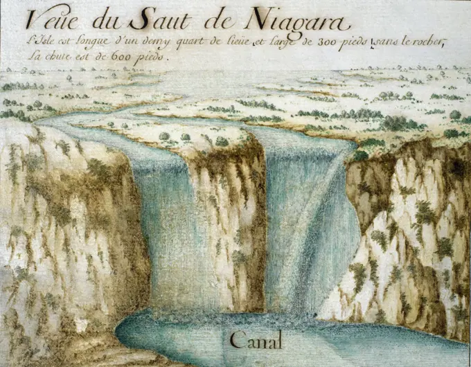 Niagara Falls - from "Cartes Marines - a la Substitution du Valdec"  c. 1640-1726  Newberry Library, Chicago  