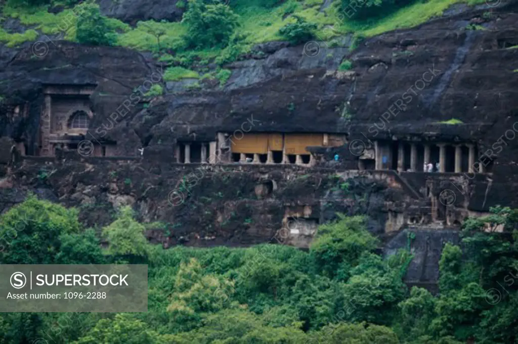 Facade of the Ajanta Caves, Maharashtra, India