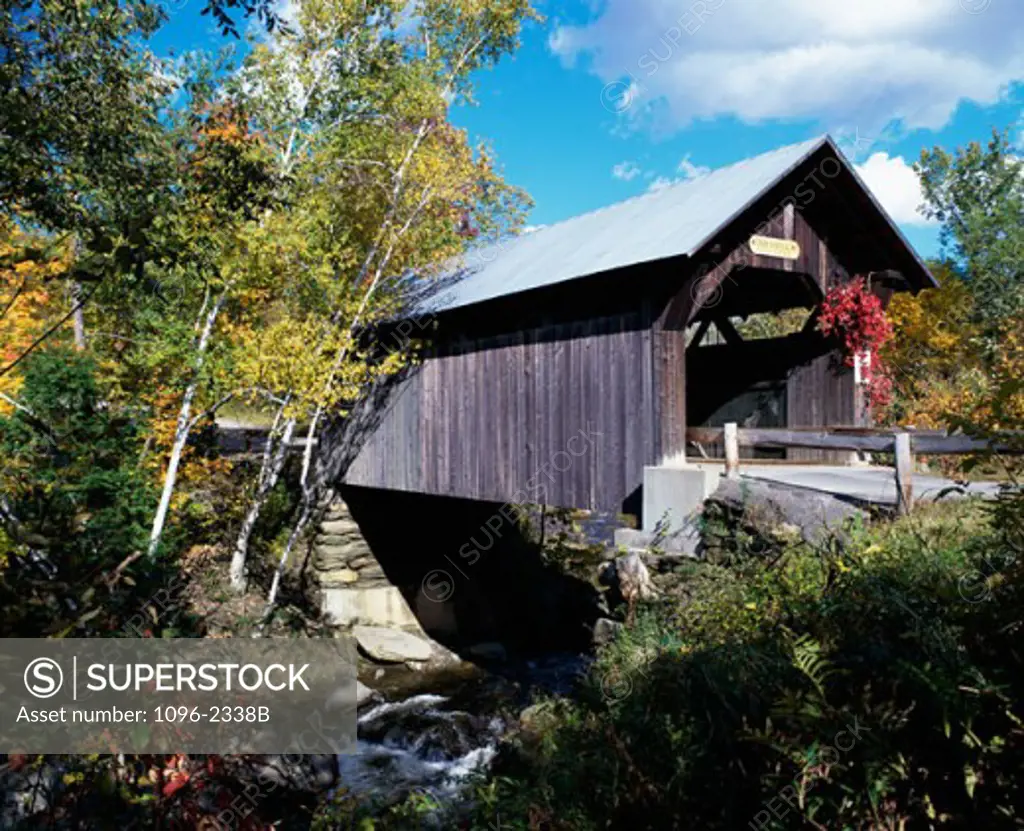 Covered bridge, Gold Brook Bridge, Stowe, Vermont, USA