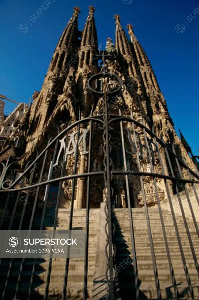 Low angle view of a basilica, Sagrada Familia, Barcelona, Spain