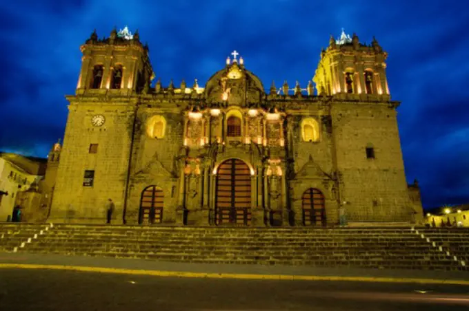 Facade of a cathedral, Cuzco, Peru