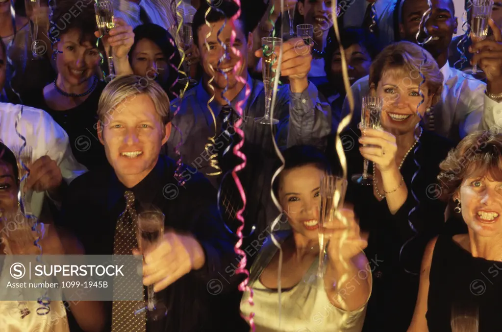 High angle view of a group of people enjoying a New Year's party