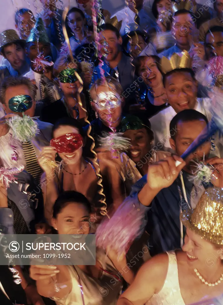 High angle view of a group of young people at a New Year's party