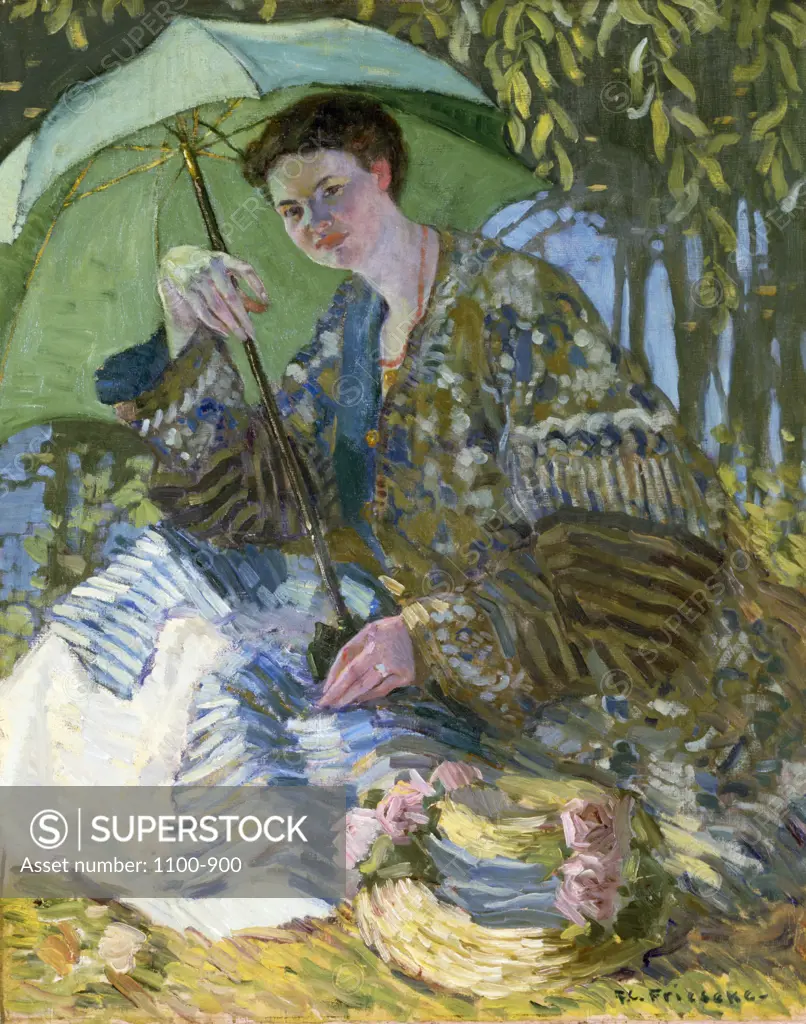 Lady with a Parasol  c. 1905  Frederick Carl Frieseke (1874-1939 /American)   Oil on Canvas    