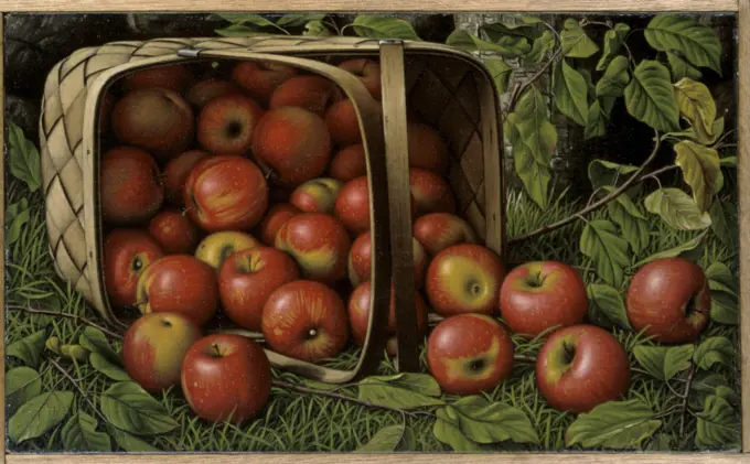 BASKET OF APPLES OIL ON CANVAS Prentice, Levi Wells 1851 d1935 American Christie's Images, New York 