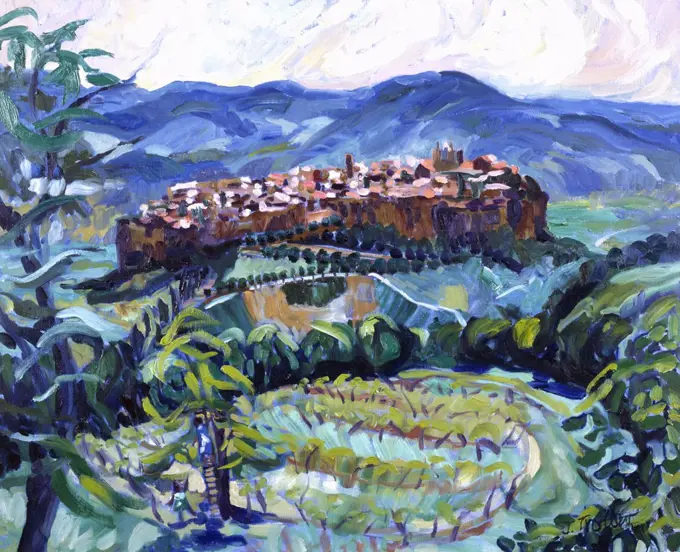 San Gimignano,  Tuscany by Josephine Trotter  (b.1940/British)