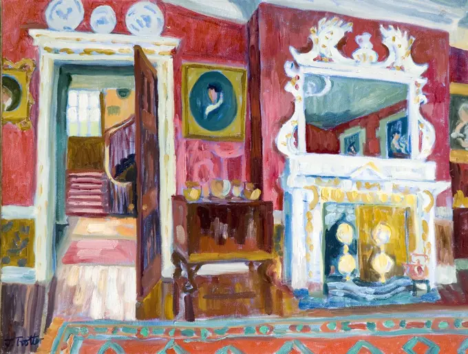 Red Interior Josephine Trotter (b.1940 British) Oil on Canvas