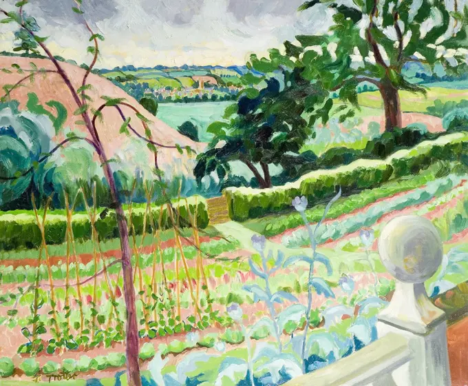 Oxfordshire Vegetable Garden Josephine Trotter (b.1940 British) Oil on Canvas