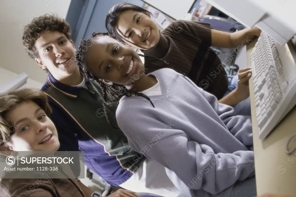 Portrait of a group of teenagers smiling