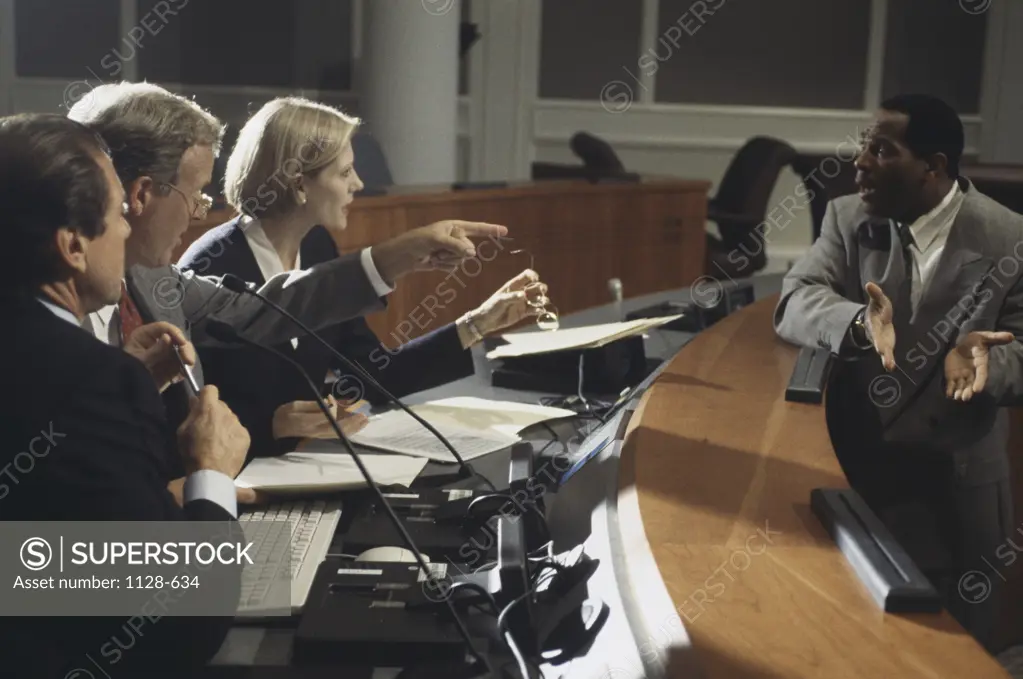 Hearing in progress in a courtroom