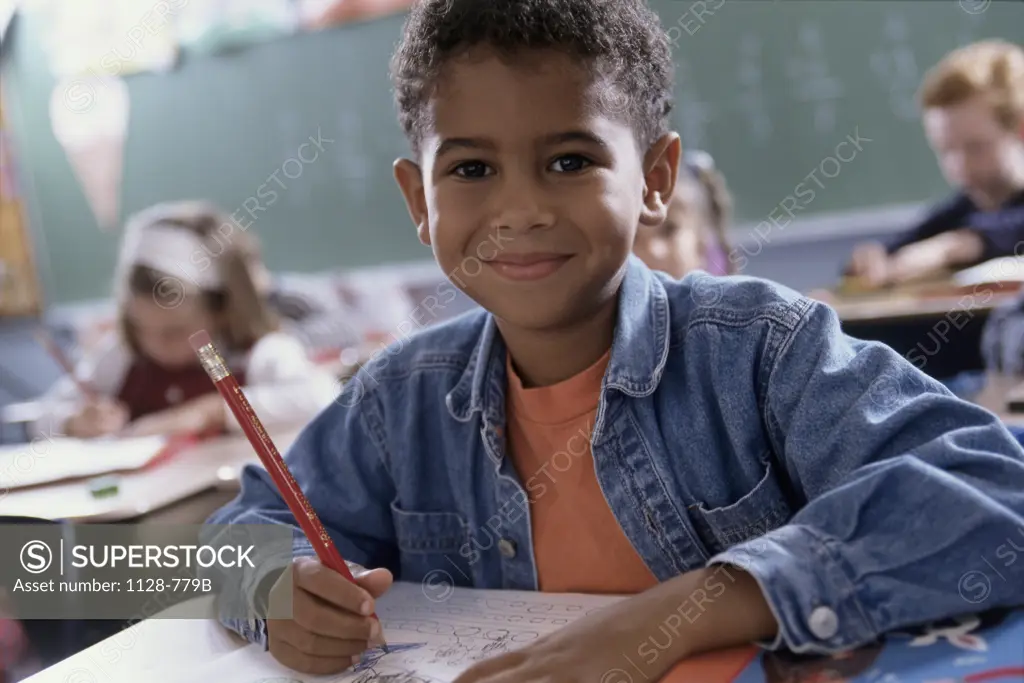 Portrait of a schoolboy smiling