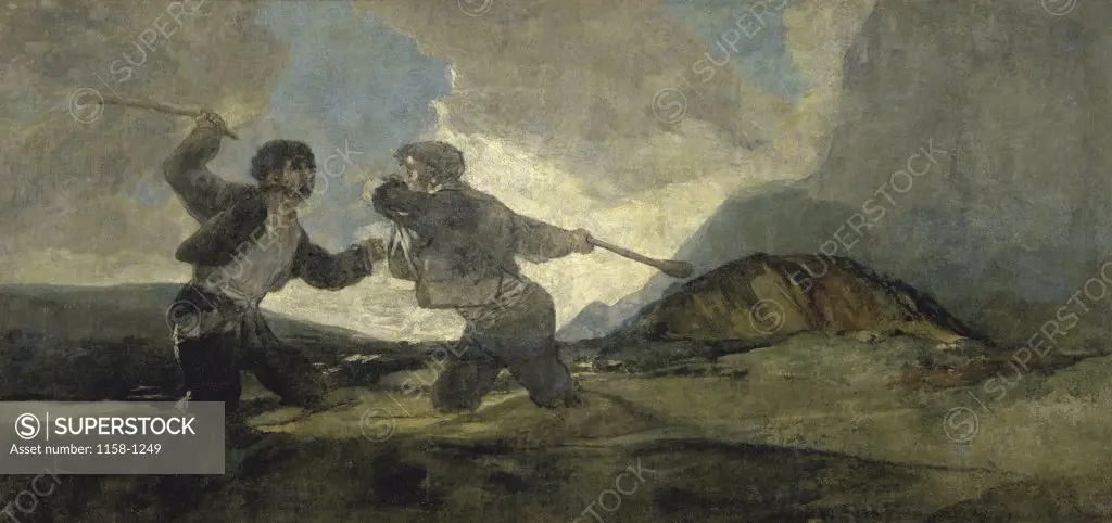 Fight with Cudgels 1820-23 Francisco Goya y Lucientes (1746-1828/Spanish) Museo del Prado, Madrid