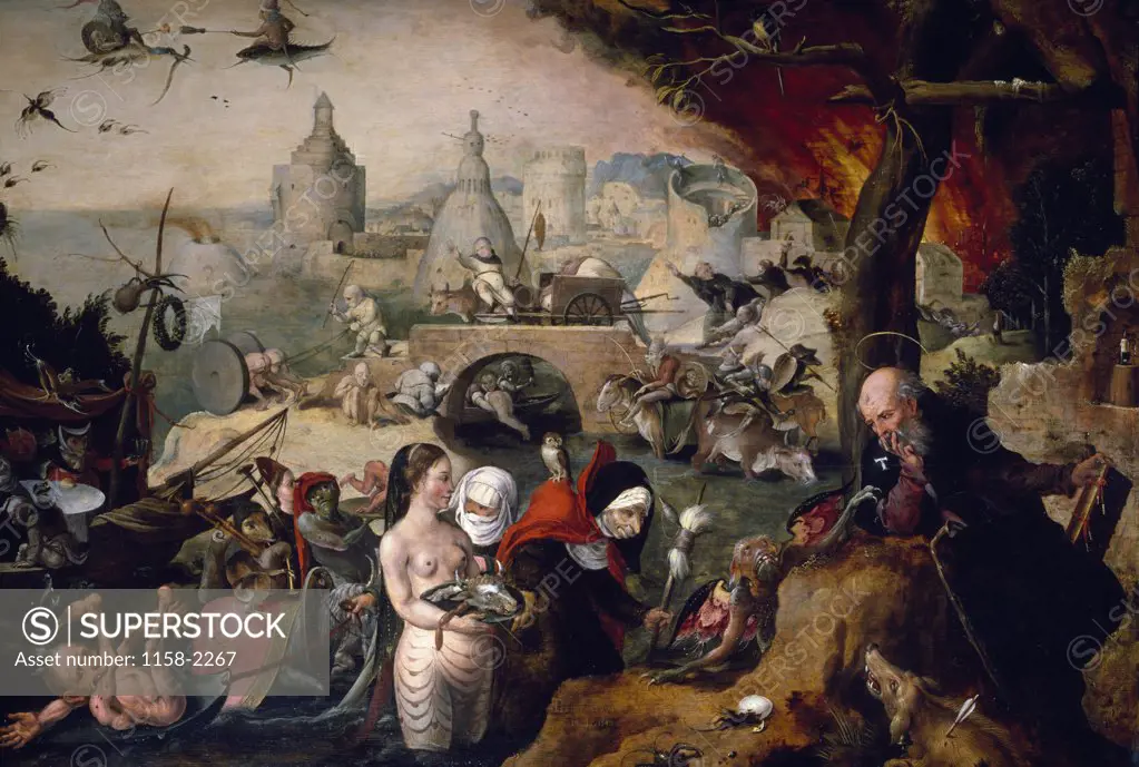 Temptation of Saint Anthony by Pieter Huys,  16th Century,  (1519-1584)