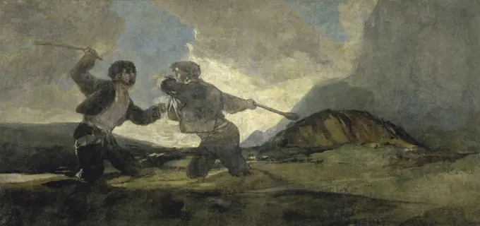 Fight with Cudgels 1820-23 Francisco Goya y Lucientes (1746-1828/Spanish) Museo del Prado, Madrid