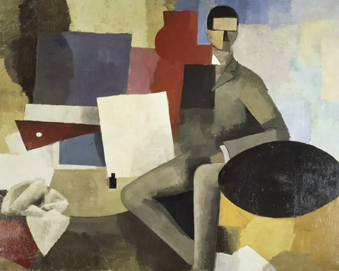 Man Seated L'Homme Assis Roger de la Fresnaye (1885-1925 French) Musee National d' Art Moderne, Centre Georges Pompidou, Paris