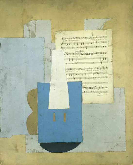 Violin and Sheet Music by Pablo Picasso, 1912, 1881-1973, France, Paris, Musee Picasso