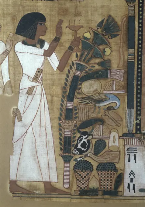 Book of the Dead, Detail - Fumigation by Isis  c. 1300 B.C.  Egyptian Art  Musee du Louvre, Paris 