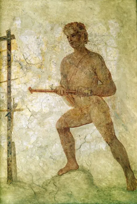 Painting of standing naked man, France, Paris, Musee du Louvre