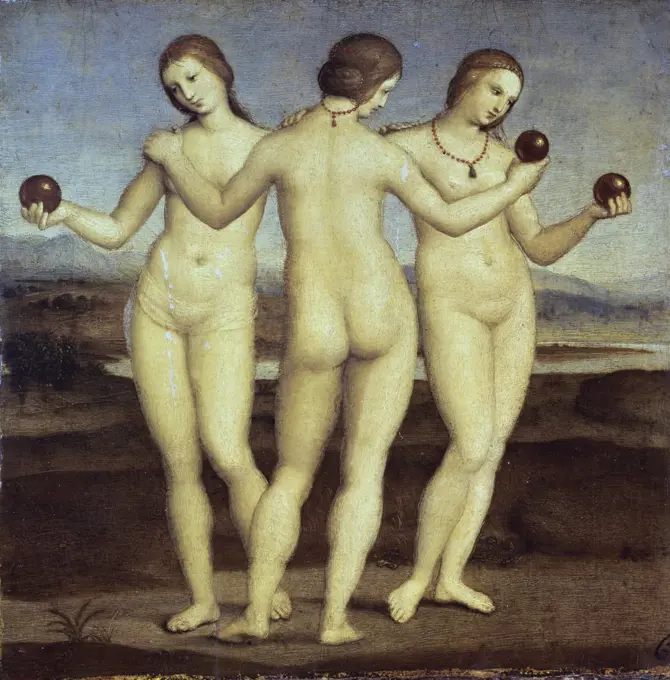 The Three Graces  c. 1502-1503  Raphael (1483-1520/Italian)  Musee Conde, Chantilly, France 