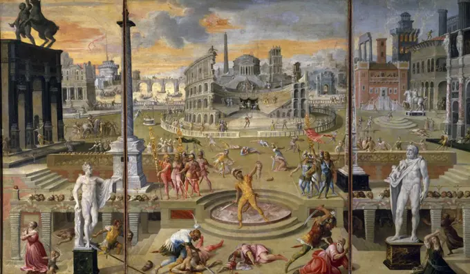 The Massacre of the Triumvirate by Antoine Caron,  (1520-1598),  Paris,  Musee du Louvre