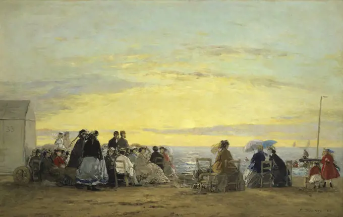 On the Beach, Sunset Eugene Louis Boudin (1824-1898/French)  Oil on canvas  Annenberg Collection, Palm Springs, California  