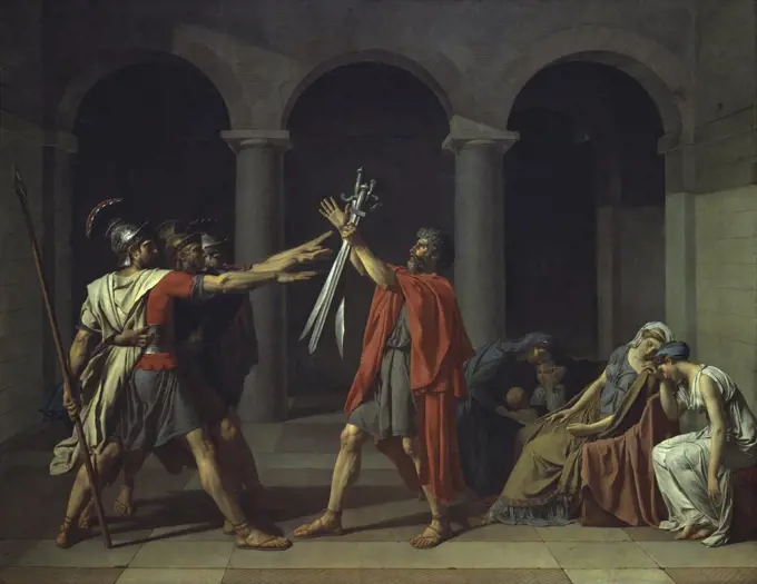 Oath of the Horatii 1784  Jacques-Louis David (1748-1825 French)  Oil on canvas Musee du Louvre, Paris