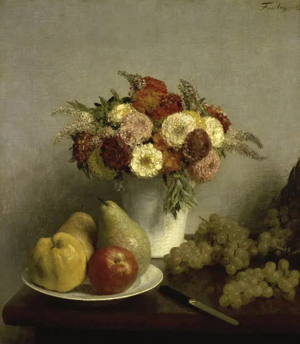 Flowers and Fruit  (Fleurs et fruits)  1865  Henri Fantin-Latour (1836-1904/French)  Musee d'Orsay, Paris  