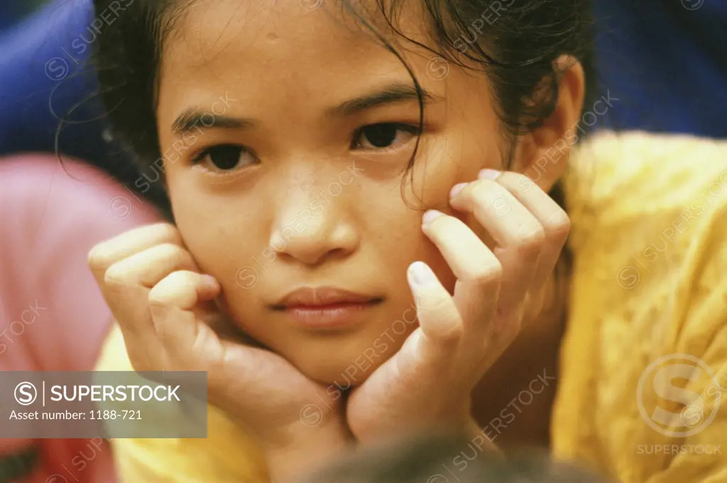 Close up of a girl thinking