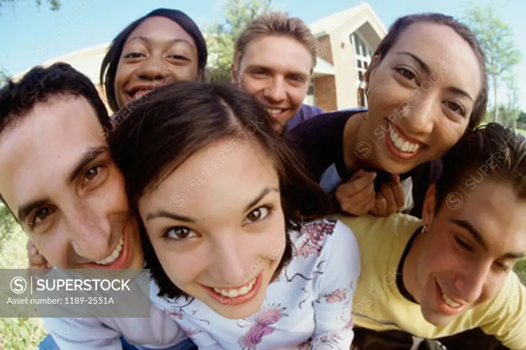 Portrait of a group of teenagers smiling