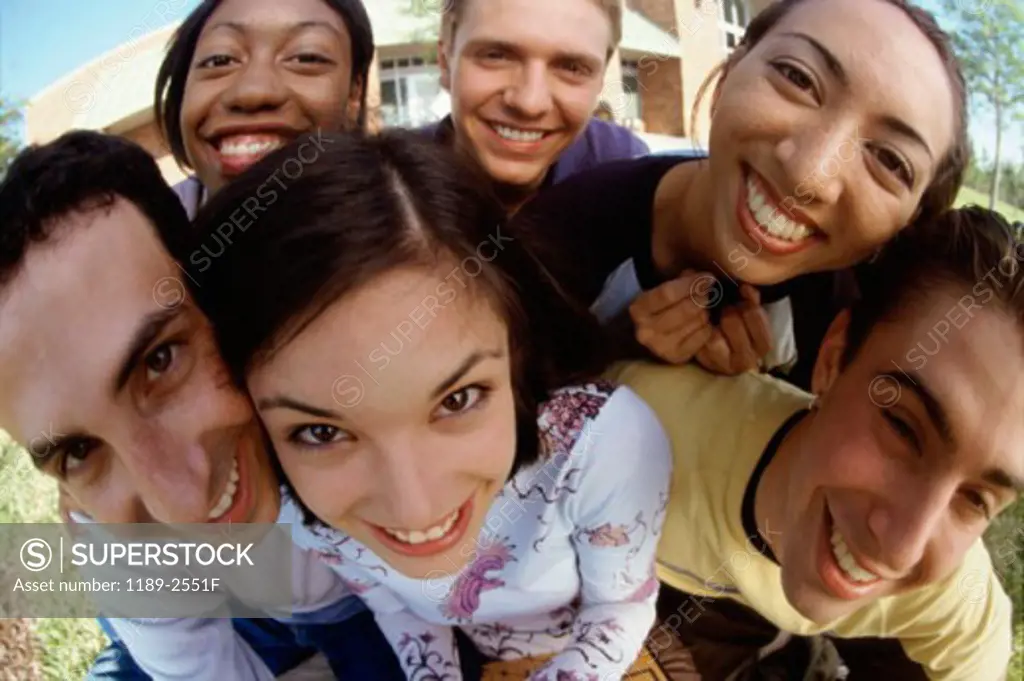 Portrait of a group of teenagers smiling