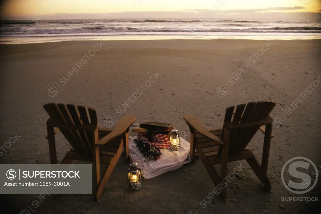 Two beach chairs on the beach