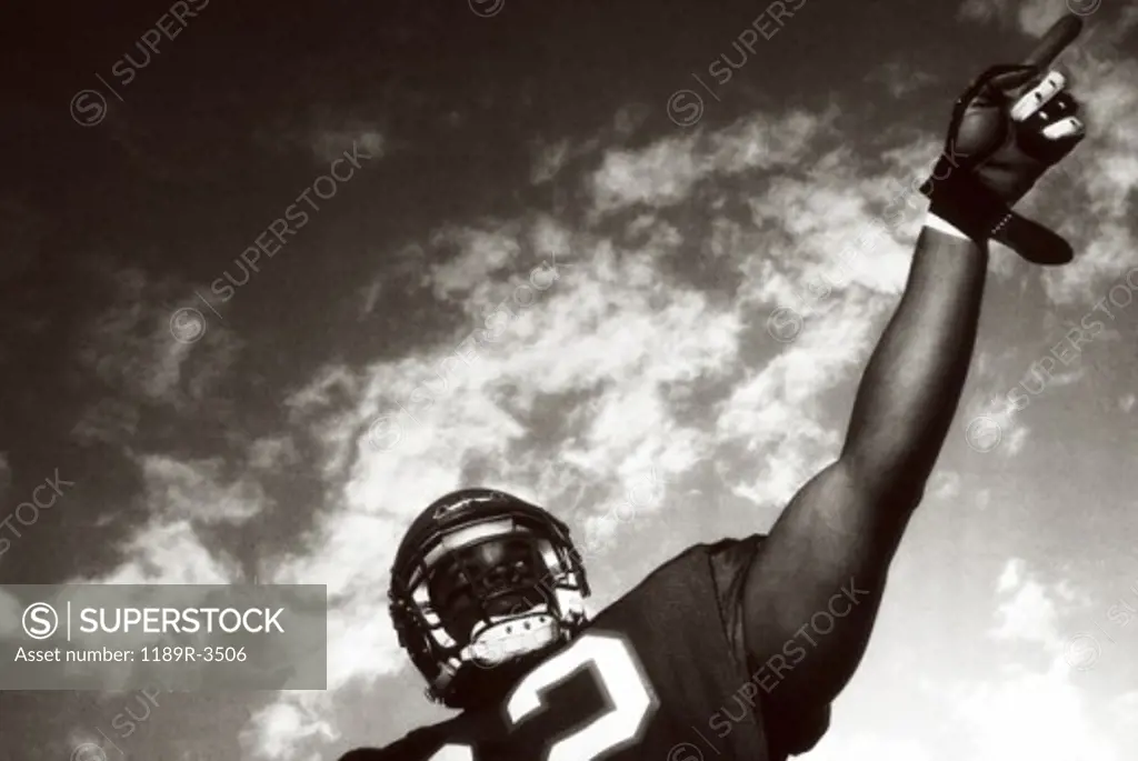 Low angle view of an American football player