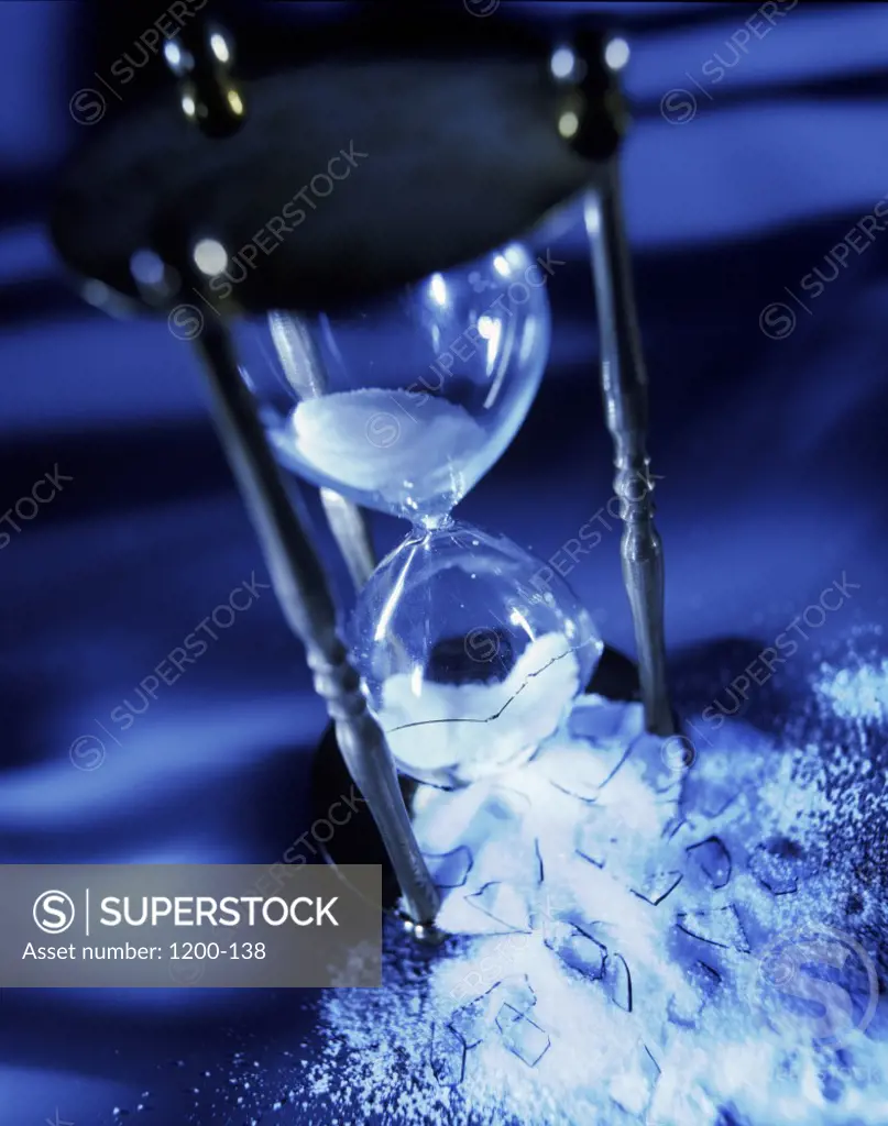 Close-up of a broken hourglass