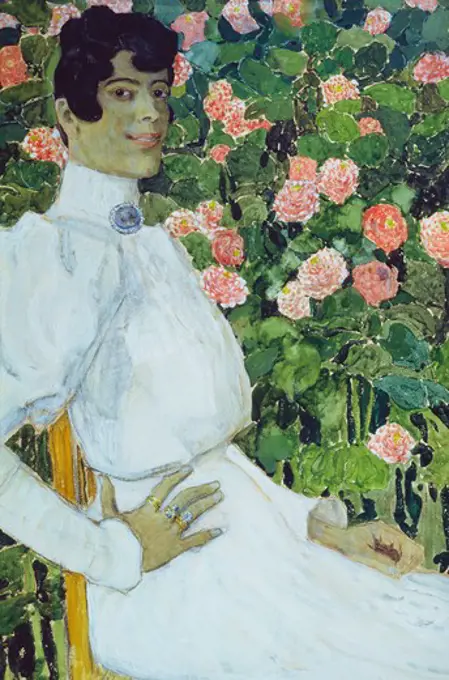 Portrait of Spanish Woman in White, by Aleksandr Jakovlevic Golovin, ca. 1906, painting, Russia, Ivanovo Provincial Art Museum