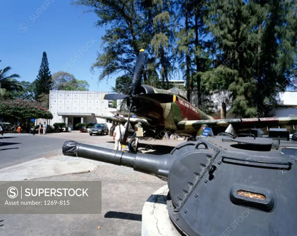 Fighter plane and a tank at a museum, War Remnants Museum, Ho Chi Minh City, Vietnam