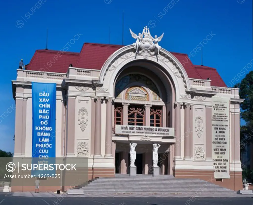 Facade of a theater, Municipal Theater, Ho Chi Minh City, Vietnam