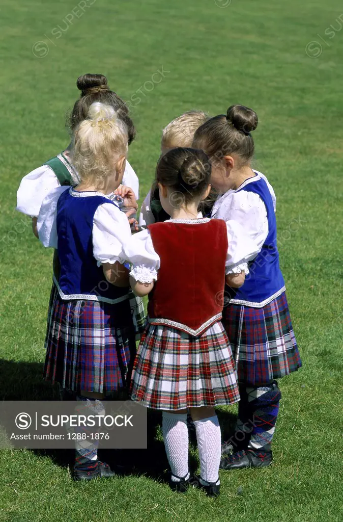 Group of children in traditional attire, Scotland