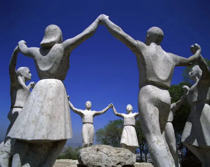 Sardana Dance Monument Montjuic Park Barcelona Spain