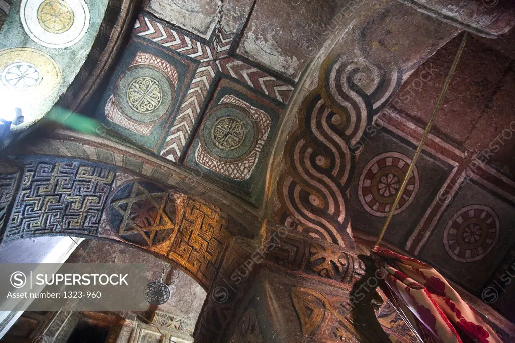 Low angle view of the ceiling of a church, Lalibela, Ethiopia