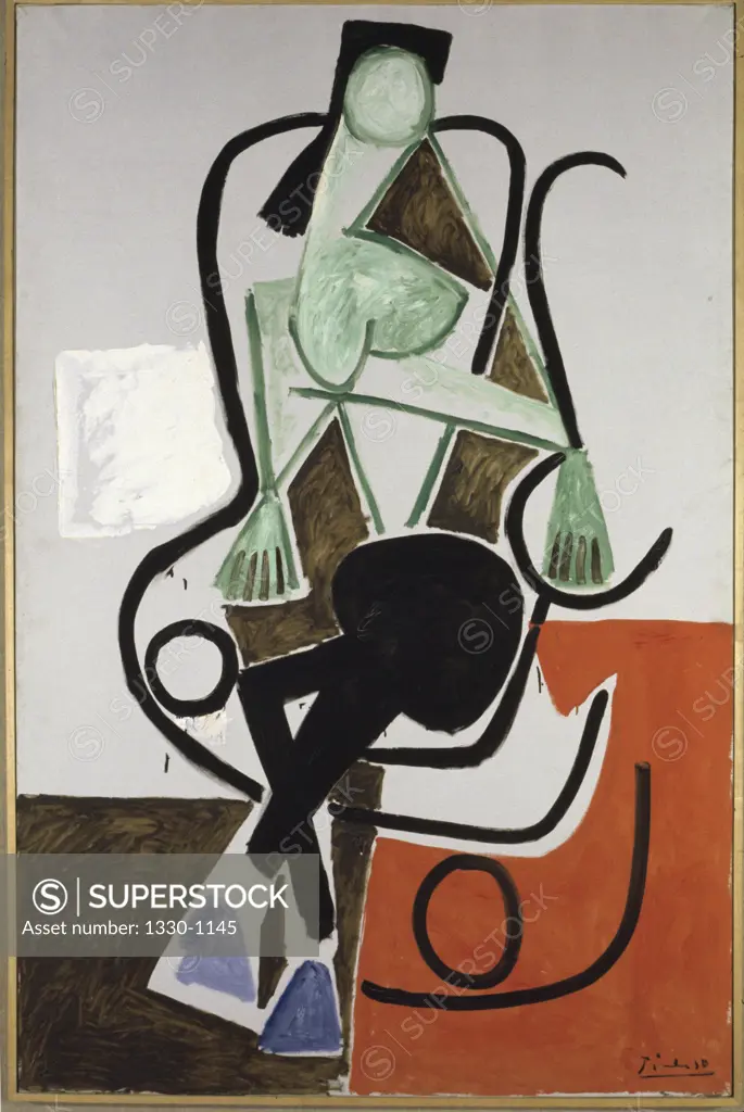 Woman In Rocking Chair by Pablo Picasso, Oil painting, 25 March 1956, 1881-1973