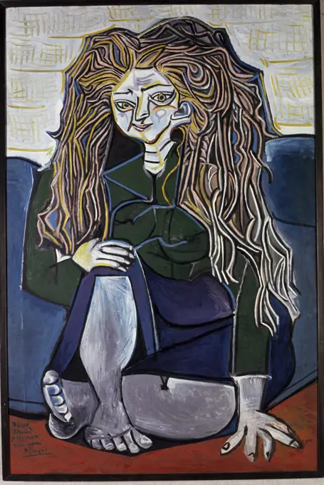 Portrait Of Mademoiselle H. P. by Pablo Picasso, Oil painting, 1952, 1881-1973, France, Paris, Collection of Edourd Pignon