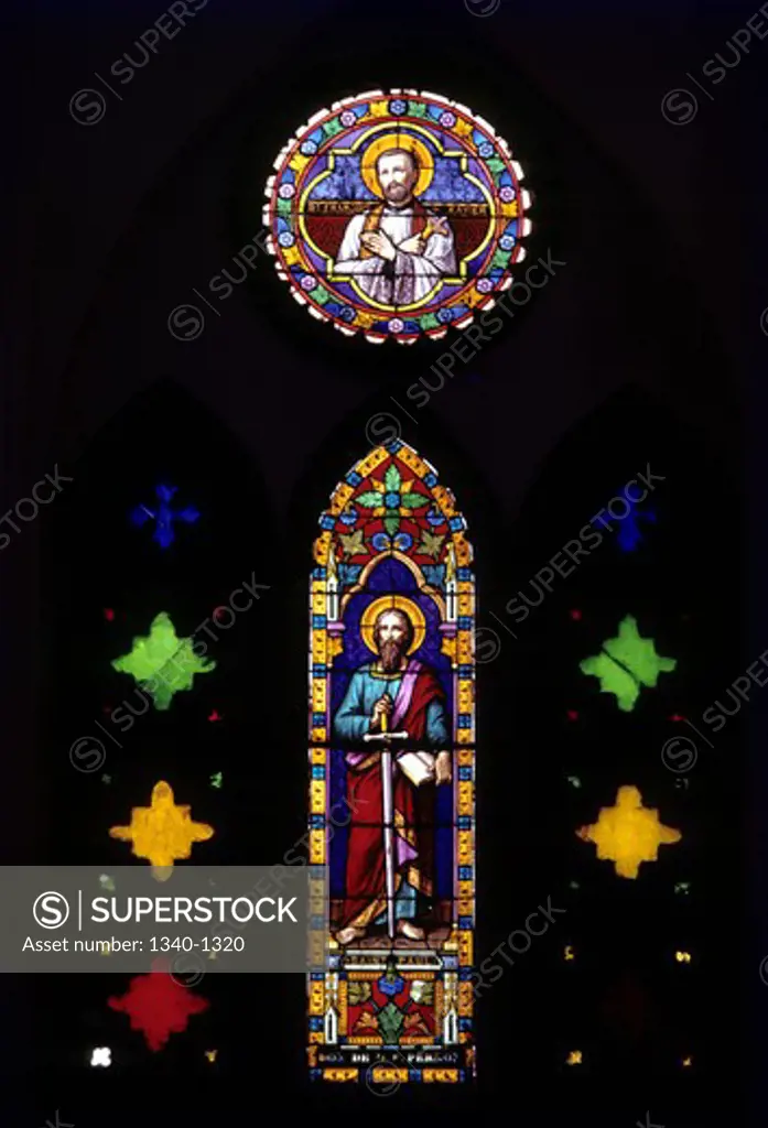 Stained glass in a church, Sacred Heart of Jesus Christ, Pondicherry, India