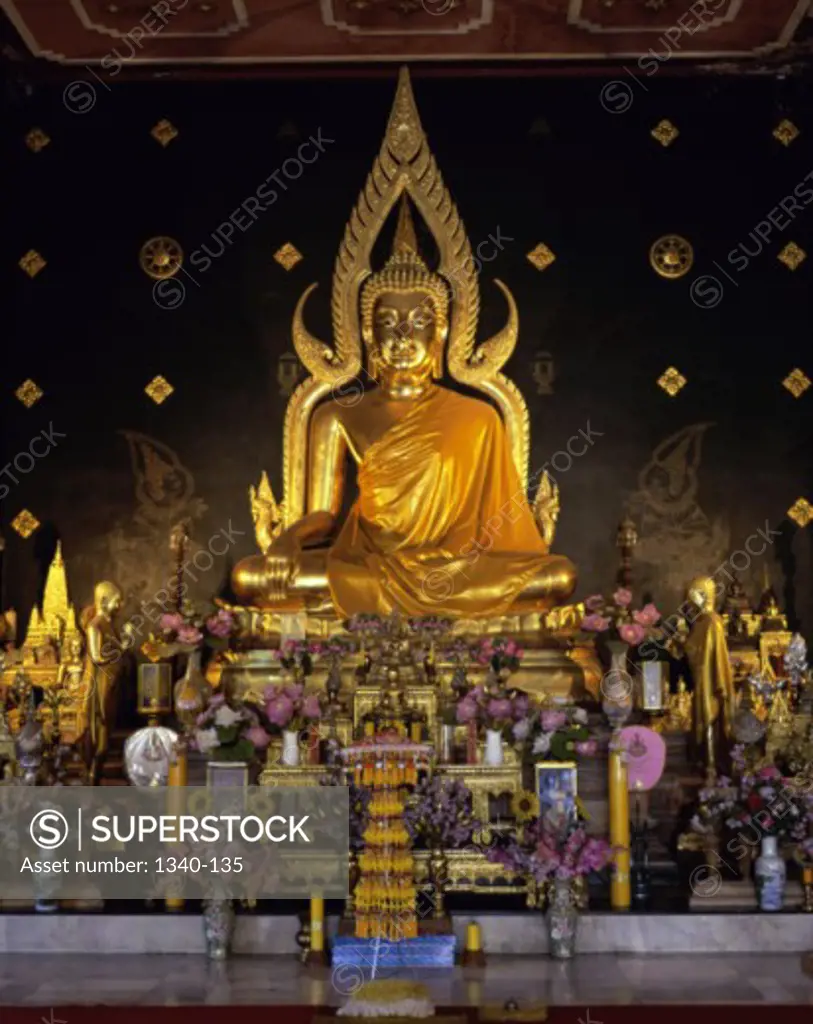 Statue of Buddha in a monastery, Thai Monastery, Bodhgaya, Bihar, India