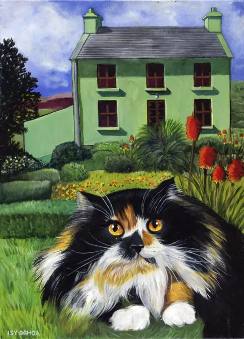 Persian Cat In Ireland 2001 Isy Ochoa (b.1961 French)  Oil on canvas Private Collection