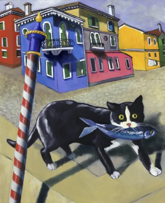 Cat Of Burano  1997 Isy Ochoa (b.1961/French) Oil on canvas Private Collection 