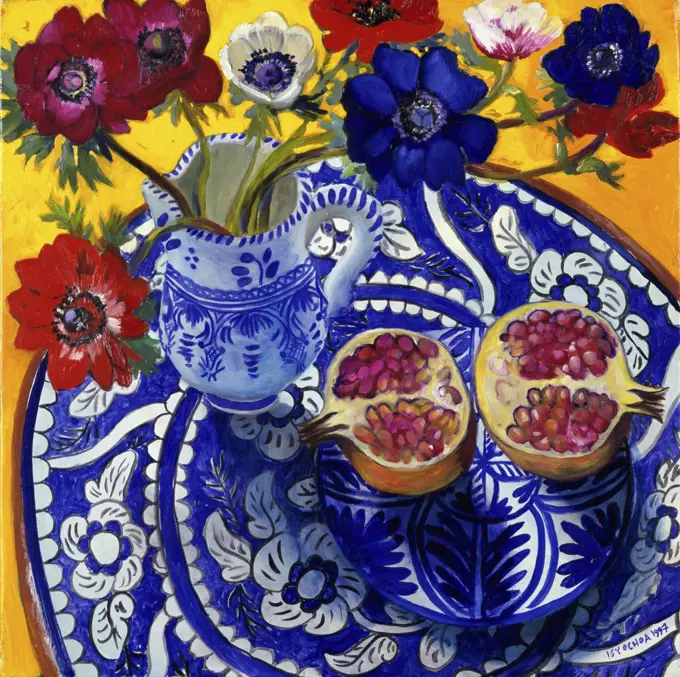 Anemones & Pomegranate 1997 Isy Ochoa (b.1961/French) Private Collection 