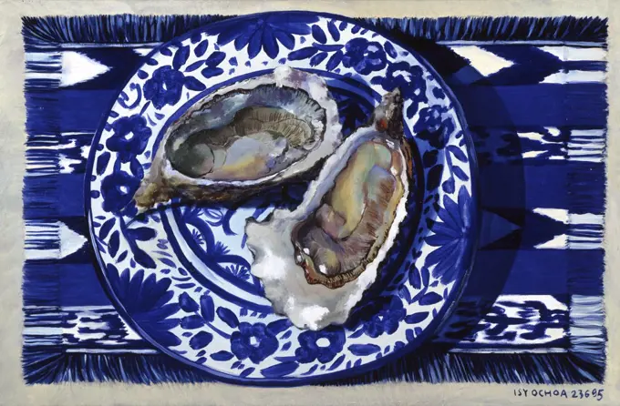 Oysters  1995 Isy Ochoa (b.1961 French) Oil on canvas