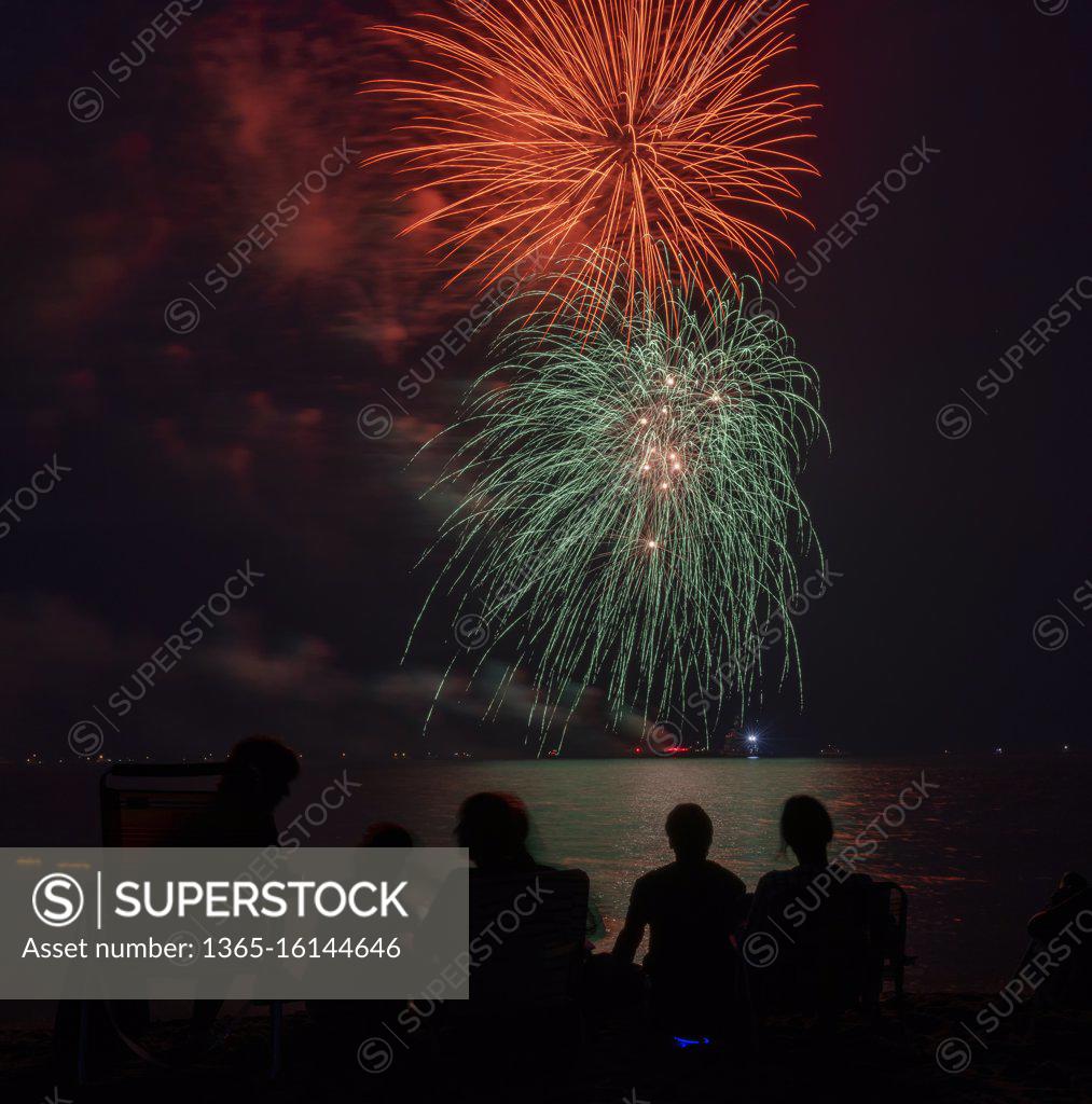 4th of July fireworks in Lewes, Delaware. SuperStock