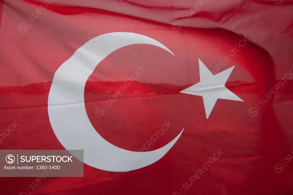 Close-up of a Turkish flag, Istanbul, Turkey